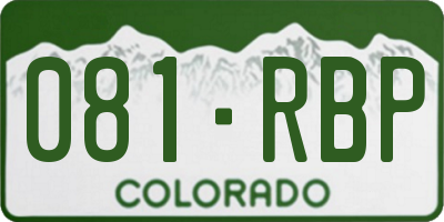 CO license plate 081RBP