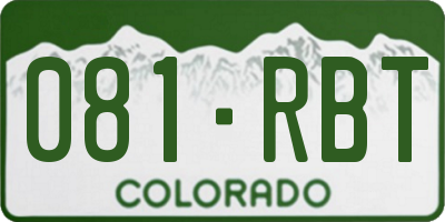 CO license plate 081RBT