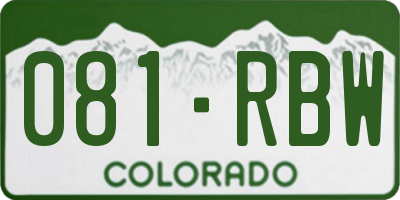 CO license plate 081RBW