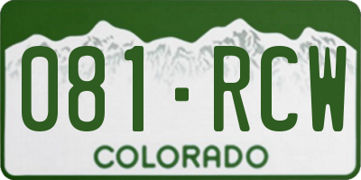 CO license plate 081RCW