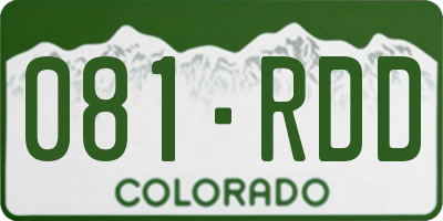 CO license plate 081RDD