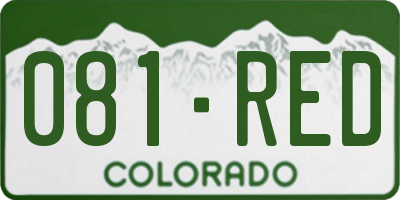 CO license plate 081RED