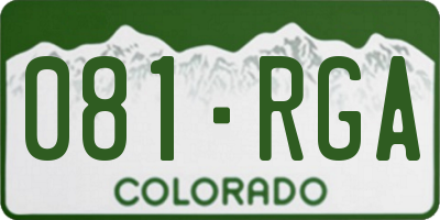 CO license plate 081RGA