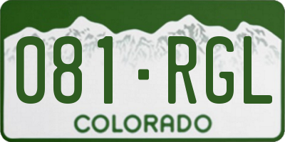 CO license plate 081RGL