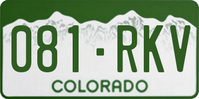 CO license plate 081RKV