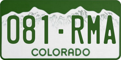 CO license plate 081RMA
