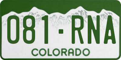 CO license plate 081RNA