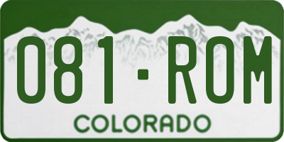 CO license plate 081ROM