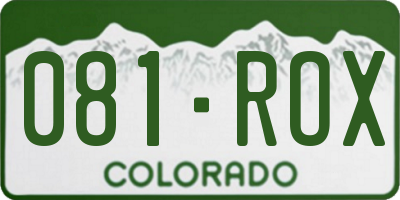 CO license plate 081ROX