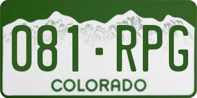 CO license plate 081RPG