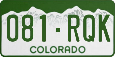 CO license plate 081RQK
