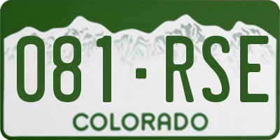 CO license plate 081RSE