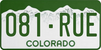 CO license plate 081RUE