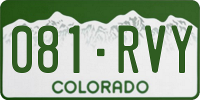 CO license plate 081RVY
