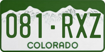 CO license plate 081RXZ