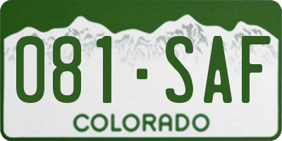 CO license plate 081SAF