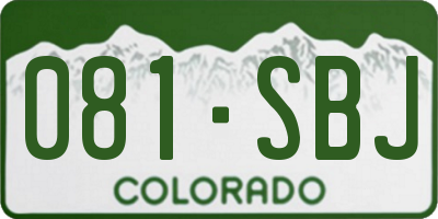 CO license plate 081SBJ