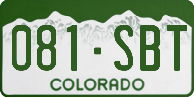 CO license plate 081SBT