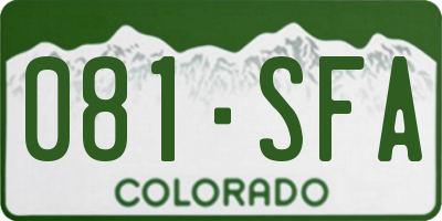 CO license plate 081SFA