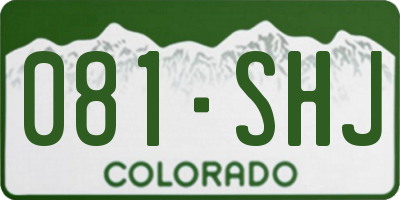 CO license plate 081SHJ