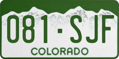 CO license plate 081SJF