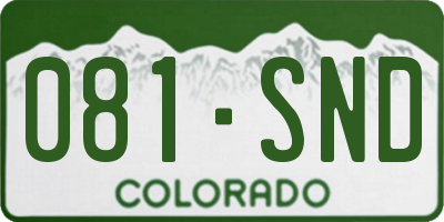CO license plate 081SND