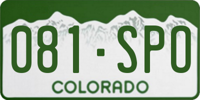 CO license plate 081SPO