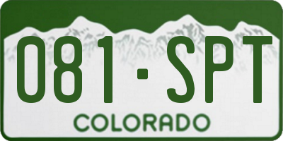 CO license plate 081SPT