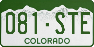 CO license plate 081STE