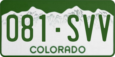 CO license plate 081SVV