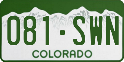 CO license plate 081SWN