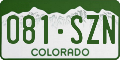 CO license plate 081SZN