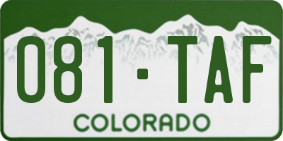 CO license plate 081TAF