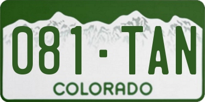 CO license plate 081TAN