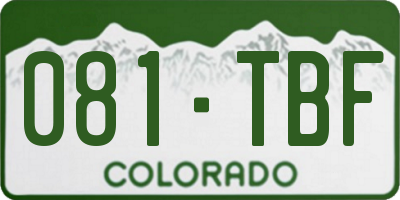 CO license plate 081TBF