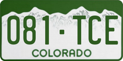 CO license plate 081TCE