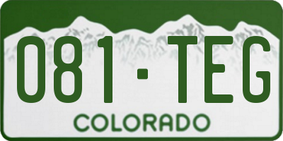 CO license plate 081TEG