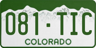 CO license plate 081TIC