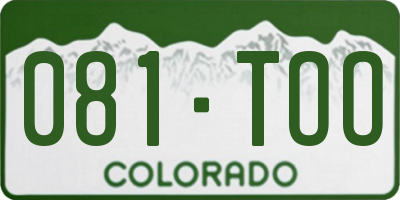 CO license plate 081TOO