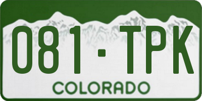 CO license plate 081TPK