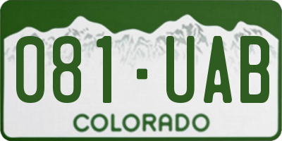 CO license plate 081UAB