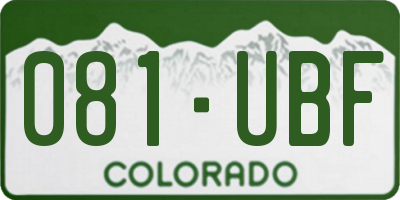CO license plate 081UBF