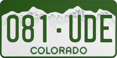 CO license plate 081UDE