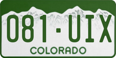 CO license plate 081UIX