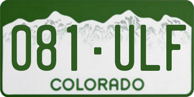 CO license plate 081ULF