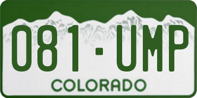 CO license plate 081UMP
