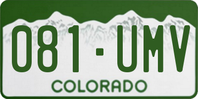 CO license plate 081UMV