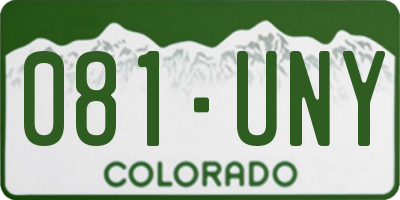 CO license plate 081UNY