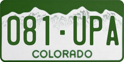 CO license plate 081UPA