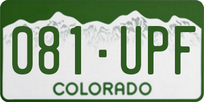 CO license plate 081UPF